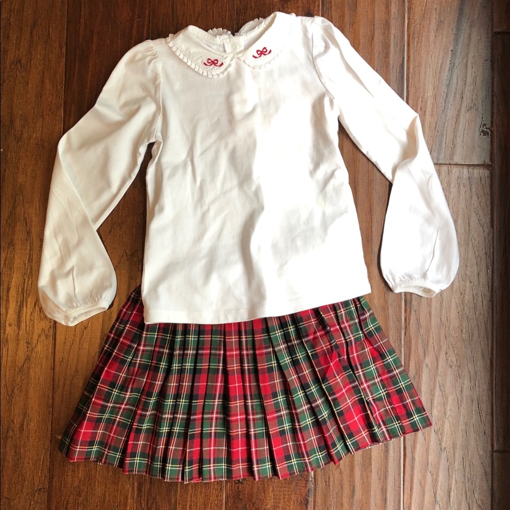 Janie and Jack plaid pleated skirt with blouse